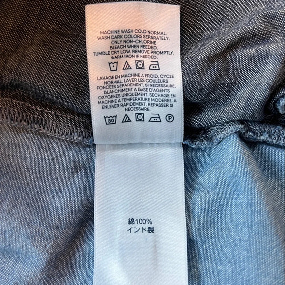 Lands End Denim Shirt Dress, Contrasting Pocket/Sleeves Side Hidden Pockets, M - Picture 4 of 10